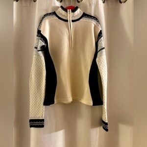 Obermeyer Medeline Vintage1/2 Zip Neck Black White Woolblend Sweater Women's S